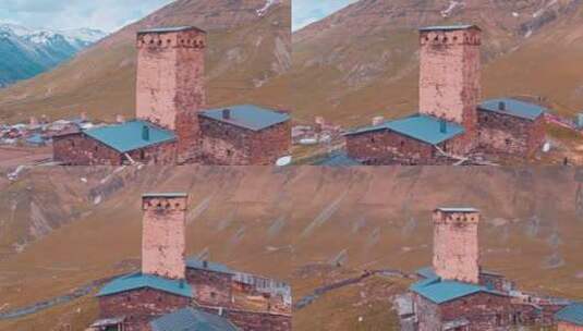 历史悠久的城堡在山脉上高清在线视频素材下载