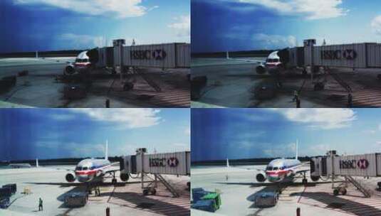 坎昆机场飞机起飞前准备高清在线视频素材下载