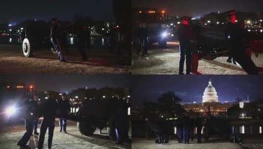 美国士兵在国会大厦外为布什总统的葬礼做准备高清在线视频素材下载
