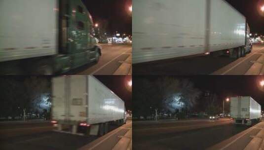 夜晚卡车在公路上行驶高清在线视频素材下载