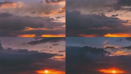 日落时天空蓬松的云延时拍摄高清在线视频素材下载
