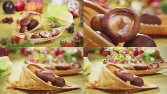 【镜头合集】菜刀案板切鲜香菇蘑菇丁高清在线视频素材下载