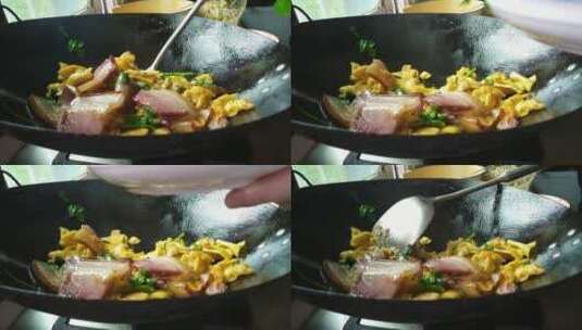 蛋皮炒肉美食高清在线视频素材下载