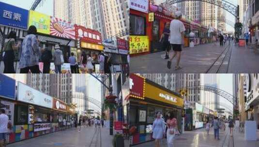 美食街 小吃街高清在线视频素材下载