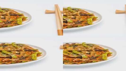 鱼香肉丝菜品4k竖版滑轨平移高清在线视频素材下载