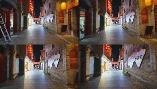 桂林东西巷子商业步行街夜景高清在线视频素材下载