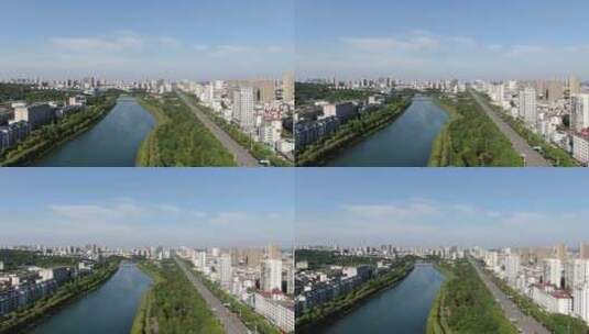航拍湖北咸宁城市风光高清在线视频素材下载