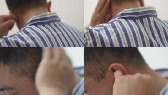 耳鸣耳聋中耳炎发作的人高清在线视频素材下载