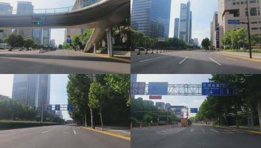 上海封城中的公路街道路况高清在线视频素材下载