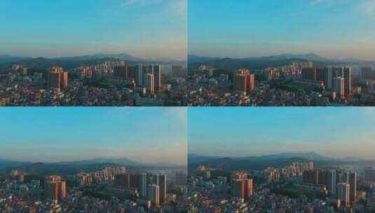 广宁县清晨城市大景航拍前进高清在线视频素材下载