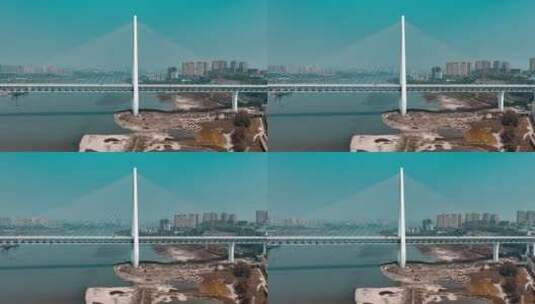 重庆白居寺大桥蓝天航拍高清在线视频素材下载