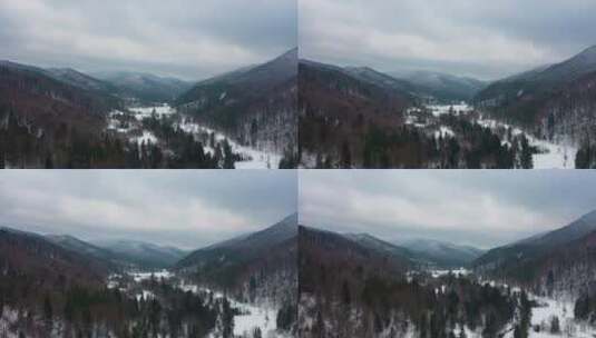 冬天的电影般的山区山谷高清在线视频素材下载
