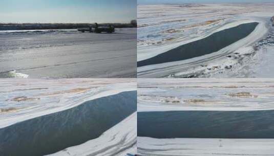 冬天江面  运冰高清在线视频素材下载