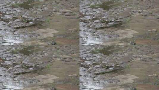 下雨天石子路面雨滴石头路雨水积水高清在线视频素材下载