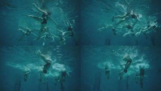 花样游泳女子比赛视频高清在线视频素材下载