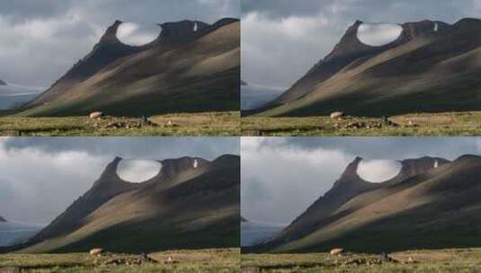 青藏线唐古拉山积雪自然风光延时高清在线视频素材下载