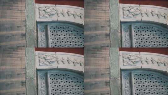 中式古建筑 汉白玉窗框 旋转高清在线视频素材下载