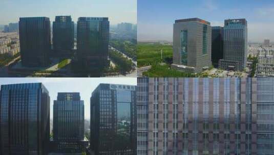石嘴山银行 中国平安 兴业银行航拍4K高清在线视频素材下载