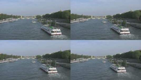 河道上行驶的船高清在线视频素材下载