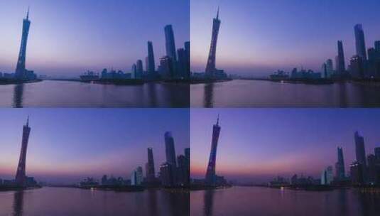广州珠江夕阳晚霞摩天大楼剪影延时风光高清在线视频素材下载