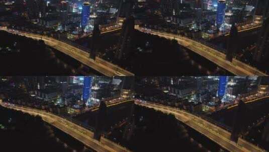 4K原创-芜湖滨江临江桥金鹰地标夜景航拍高清在线视频素材下载