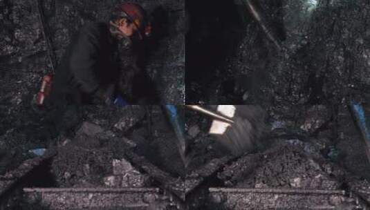 煤矿 矿道 工人挖矿高清在线视频素材下载