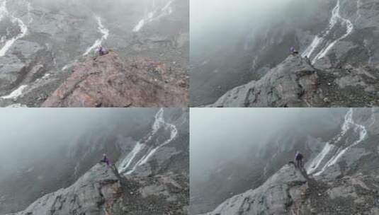 雨崩冰湖瀑布高清在线视频素材下载