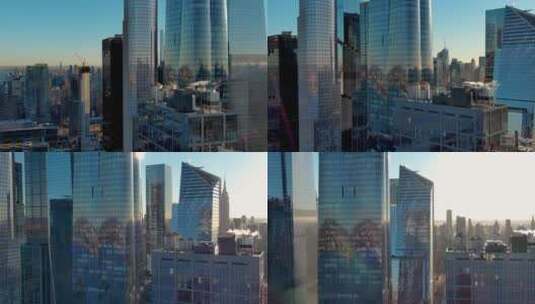 城市航拍纽约曼哈顿摩天大楼高端商务地产高清在线视频素材下载