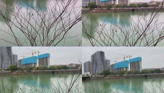 横店南江玺在建中空镜头高清在线视频素材下载