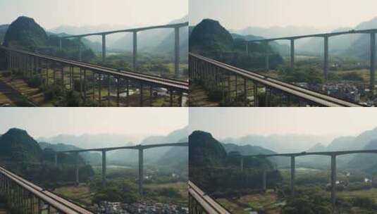 清远阳山杜步高架桥中国桥梁高架桥高清在线视频素材下载