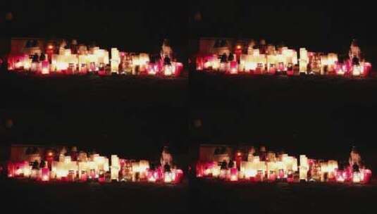 墓前悼念的烛台烛光高清在线视频素材下载