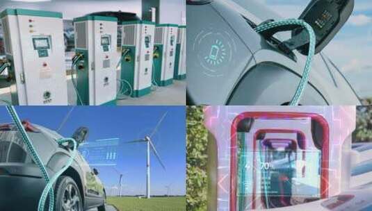 电动汽车充电行驶绿色出行高清在线视频素材下载