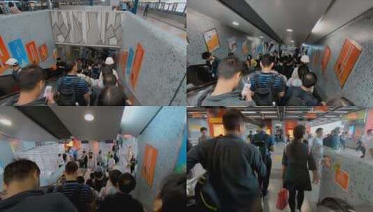 深圳地铁视频深圳地铁自动扶梯人流高清在线视频素材下载