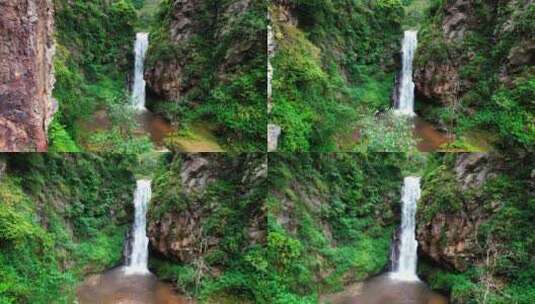 航拍森林瀑布 瀑布高清在线视频素材下载