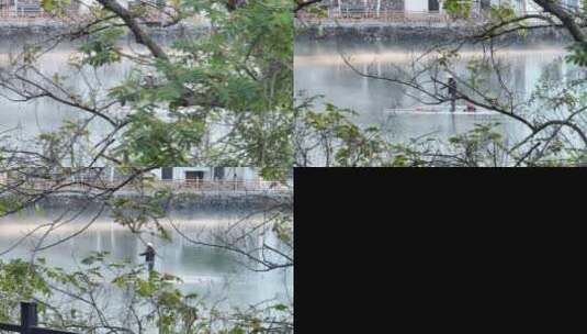 人在画中游江南水乡村早晨渔夫打鱼水雾缭绕高清在线视频素材下载