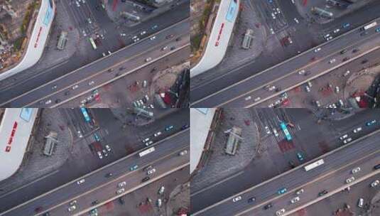 俯拍城市交通车流高清在线视频素材下载