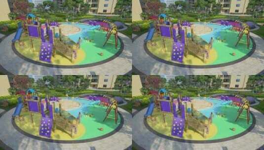 小区配套儿童游乐园动画素材高清在线视频素材下载