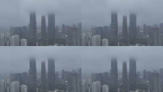 上海陆家嘴阴天航拍高清在线视频素材下载