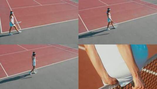 网球 公园运动女孩高清在线视频素材下载