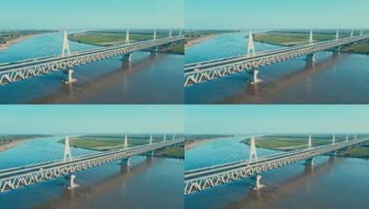 高铁通过黄河大桥高清在线视频素材下载
