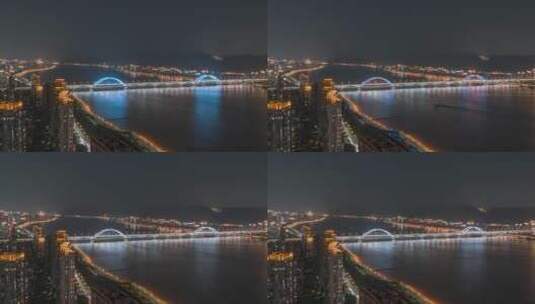 杭州_钱塘江夜景_复兴大桥夜景4K高清在线视频素材下载