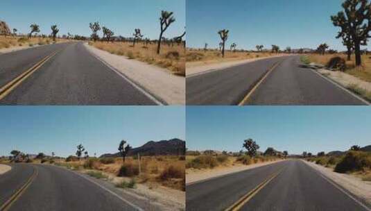沙漠景观的道路上的车辆高清在线视频素材下载