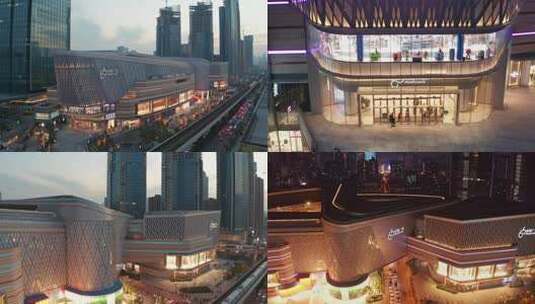 武汉恒隆商场商业体夜景航拍高清在线视频素材下载
