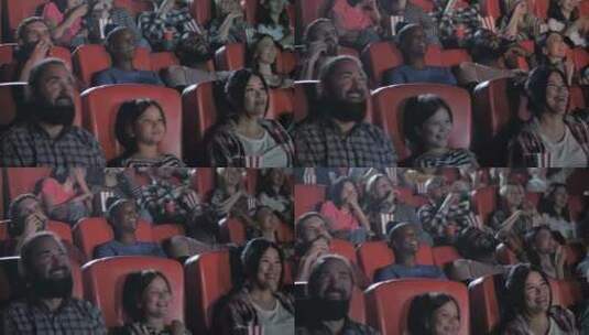 快乐的观众在电影院看喜剧高清在线视频素材下载