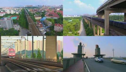 南京长江大桥铁路水路交通运输实拍素材高清在线视频素材下载