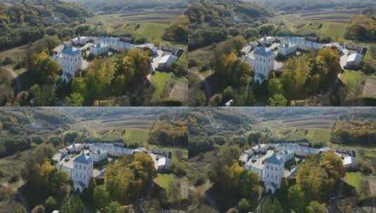 空中拍摄村德曼。圣三一修道院。乌克兰高清在线视频素材下载