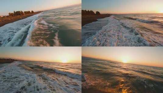 FPV无人机航拍海边沙滩日出日落海岸海岛高清在线视频素材下载