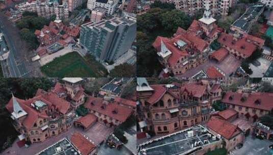 上海浦西马勒别墅航拍高清在线视频素材下载
