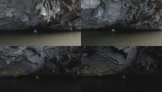 划船进入洞穴高清在线视频素材下载
