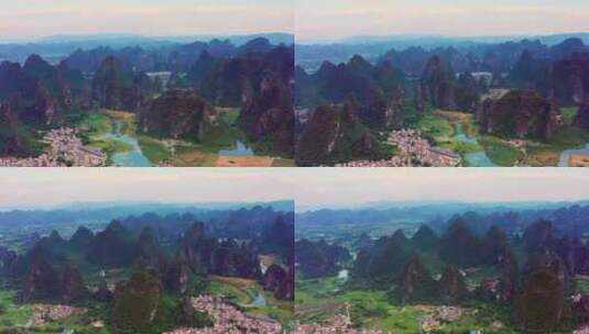 水墨钟山十里画廊桂林山水喀斯特地貌航拍高清在线视频素材下载